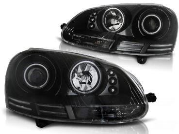 Scheinwerfer CCFL Angel Eyes für VW Golf 5 Jetta 5 Bj. 03-10 Schwarz